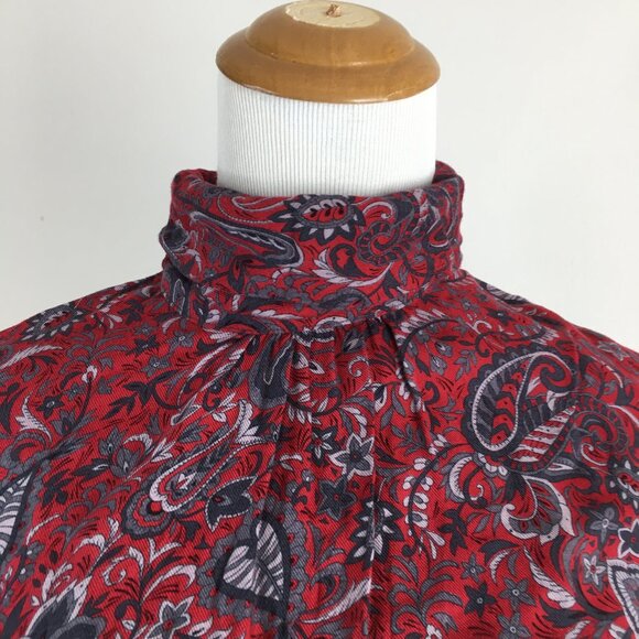 Country Sophisticated PENDLETON Red MultiColor Floral Print Wool Blend Shirt - Picture 7 of 11